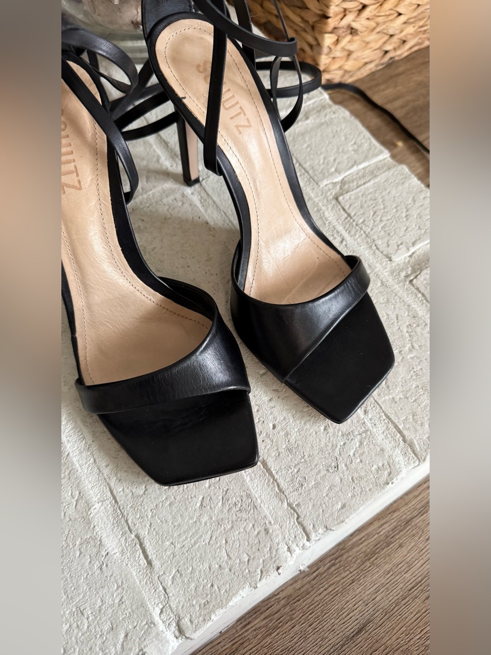 Schutz Bryce Womens Leather Stilettos Strappy Pumps Black Size 8B - Picture 3 of 10